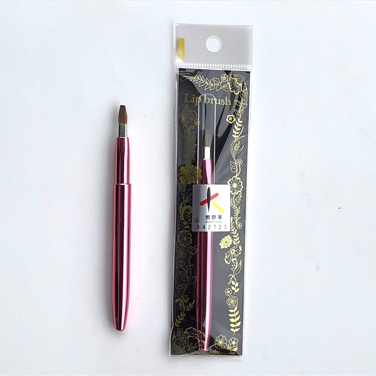 

Shishida Seishindo Kumano Brush Lip Brush Natural Kumano Made in 661 Auto, 100% Horsehair, Certified, Japan, рожевий