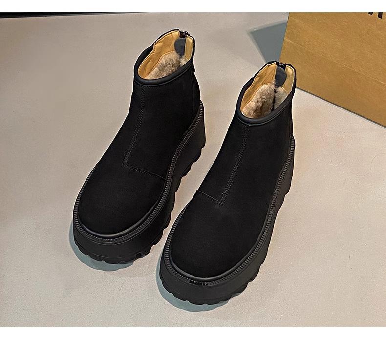 Height-increasing thick-soled snow boots women's and women's Martin boots winter velvet warm cotton shoes short boots