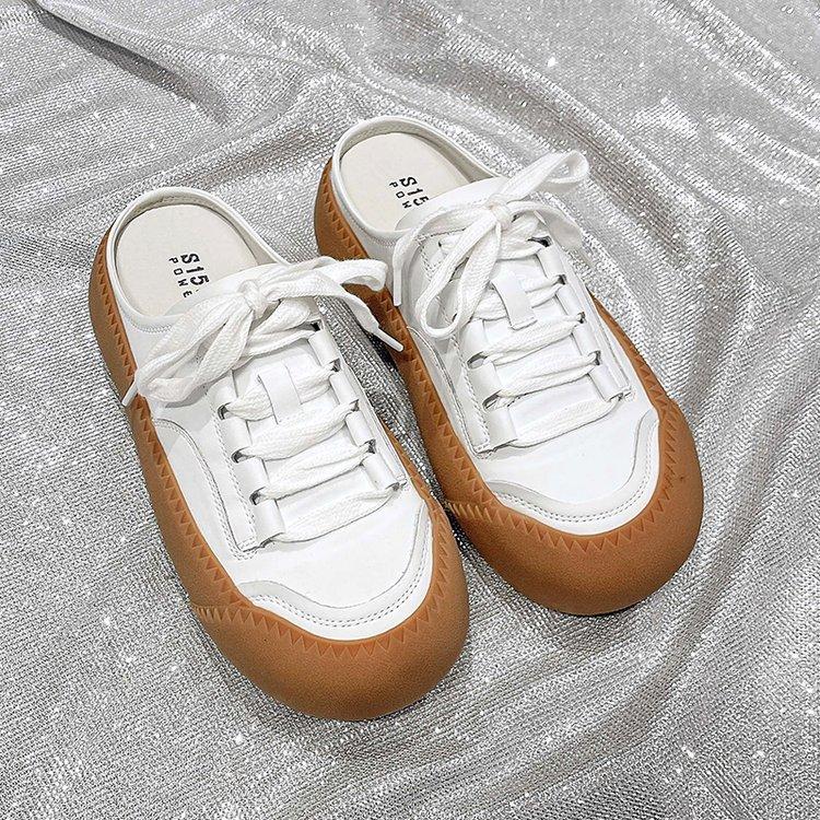 

Baotou half slippers women s summer wear travel 2025 new casual thick-soled heelless lazy cool slippers 35