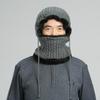 Women Men Thickening Knitted Warm Fleece Lining Scarf Conjoined Cap for Autumn Winter