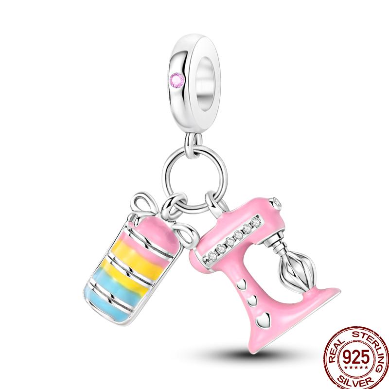Copper Tailor Handmade Button Scissors Shiny Zircon Charm Beads Suitable For Panoriginal Bracelet Diy