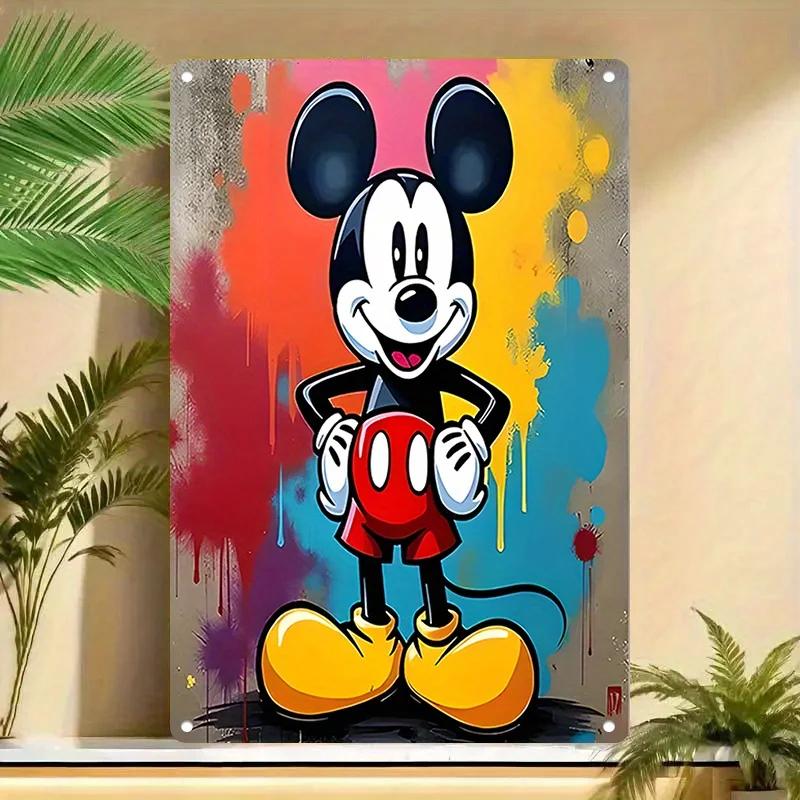 Miniso Mickey Colorful & Creative Bar Metal Sign, Retro Plaque, Sign, Alcohol Drinker, Pub, Club, Kitchen Wall Decoration