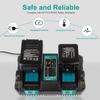 DC18RD 14.4V-18V Replace Charger for Makita 18V Charger, Dual Ports Rapid Charger Compatible with Makita 14.4V-18V Charger DC18RC DC18SF DC18RT &