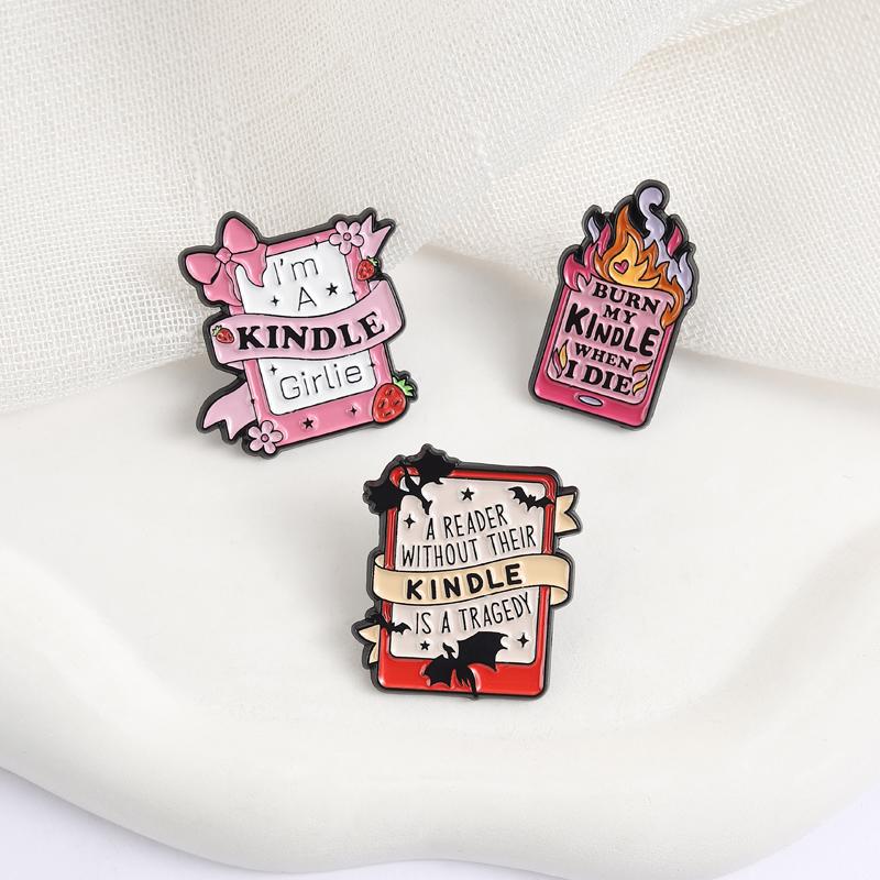 E-book Reader Enamel Pins Cartoon Fantasy Smut Book Reading Brooches Lapel Badge Bookworm Girlie Jewelry Gift for Friends