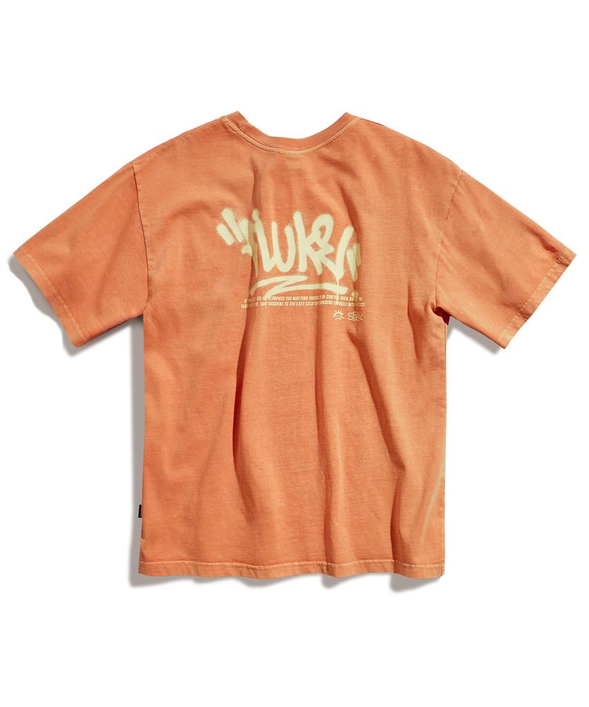 Peullukeu Graffiti Logo Pigment Short Sleeve T-Shirt Orange Fst750