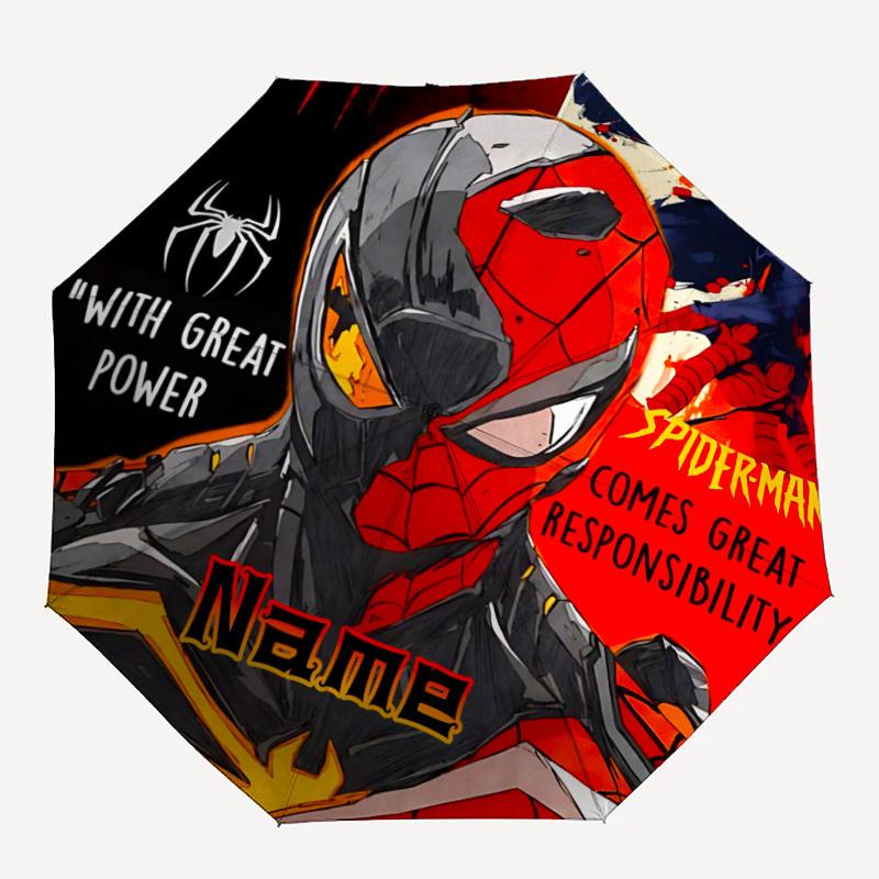 

1pc SpiderMan, Responsibility Custom Name Automatic Folding Umbrella, Durable Plastic & Iron, Lightweight for Outdoor Daily Use S1230039