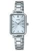 Rectangular Petite Stainless Steel Blue Dial Dress LTP-V009D-2E Women's Watch, Black, Casual.