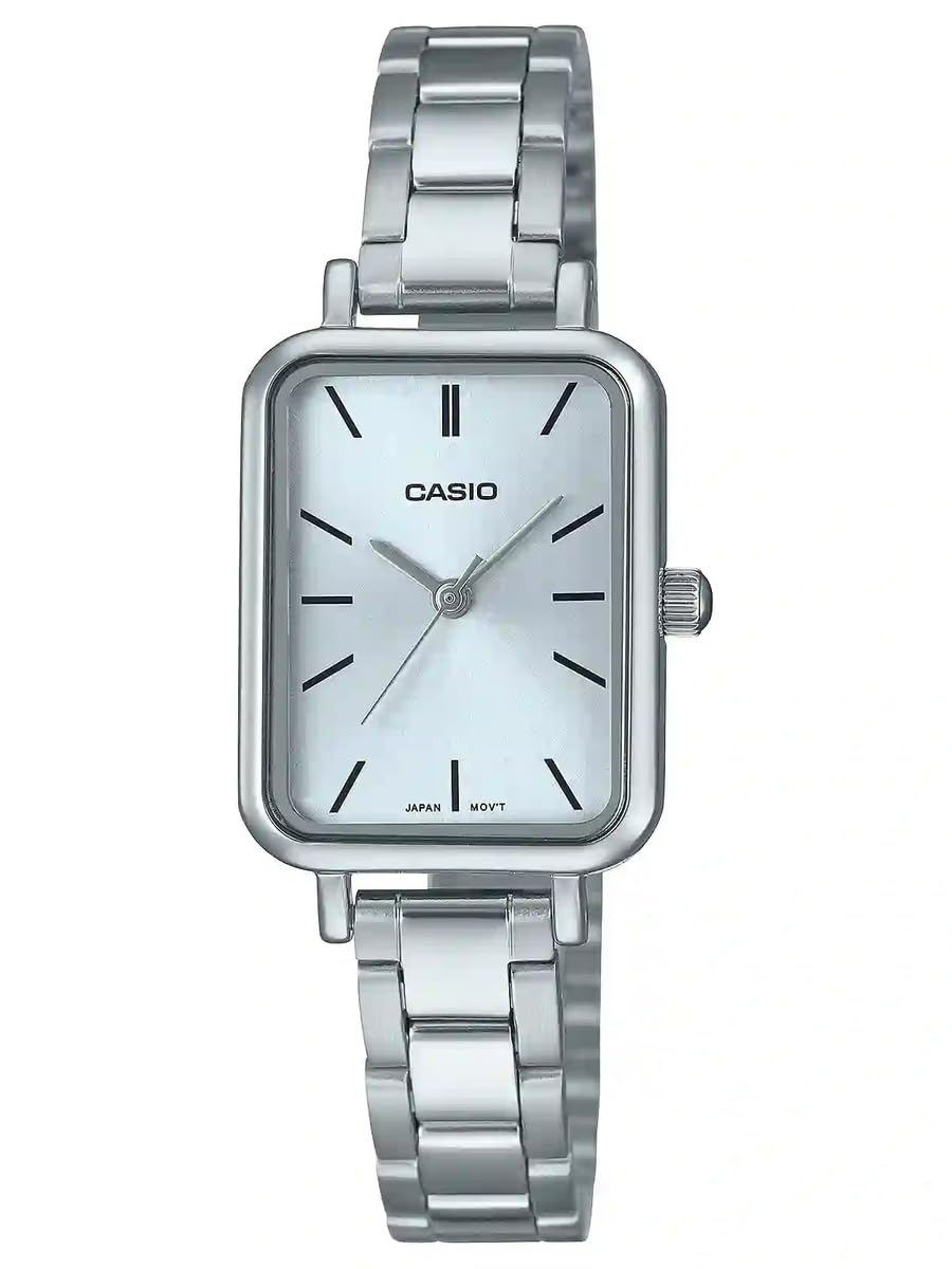 Casio Rectangular Petite Stainless Steel Blue Dial Dress LTP-V009D-2E Ladies  Watch, Black, Casual. чёрный