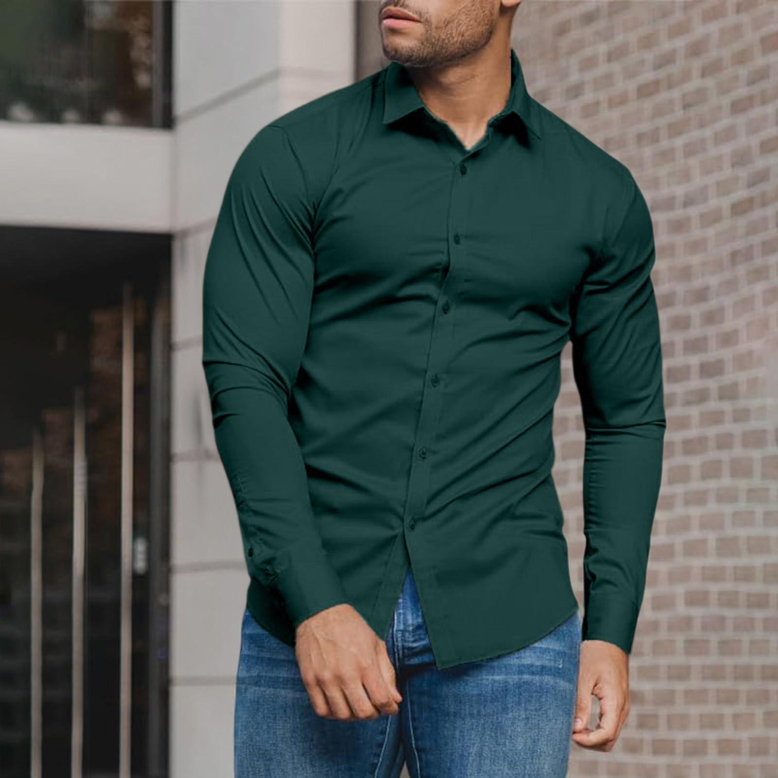 

Men s Spring And Long-sleeved Shirt In Solid Color, Casual And Mature Style Design, Versatile Suit Inner Shirt L армія зелений колір