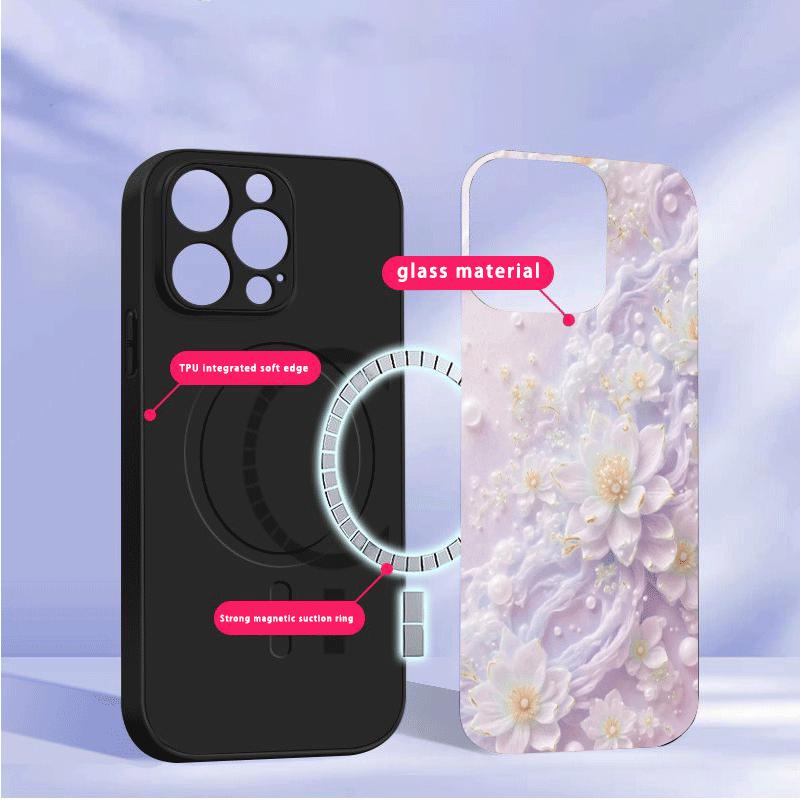 Beautiful white flowers suitable for Samsung Galaxy S26 Ultra S20 FE S21 S22+ 23 Plus S24 Ultra 25 Edge black Glass Phone Casee