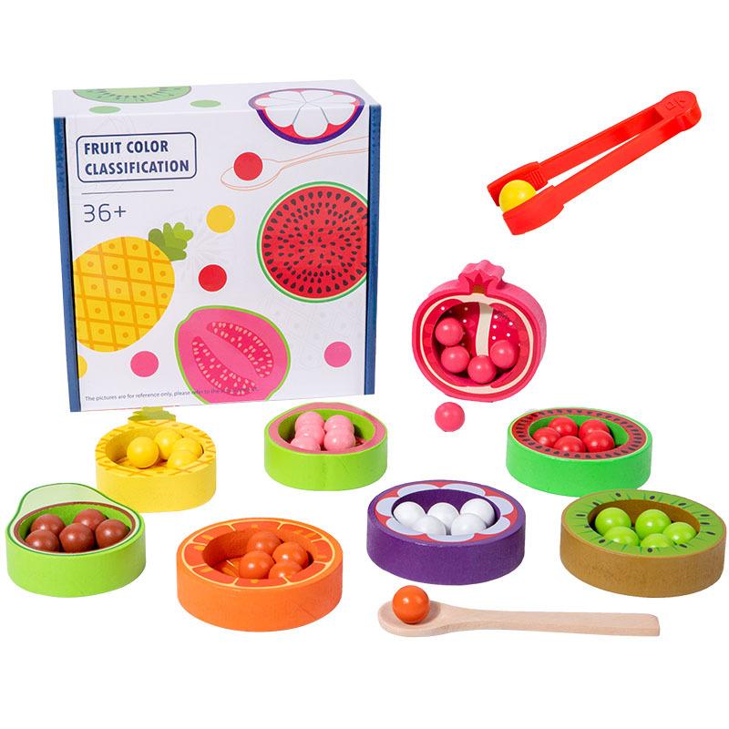 Children Fun Fruit Counting Color Classification Cup Early Education Bead Clip Game Exercise Fine Motor Educational Toys