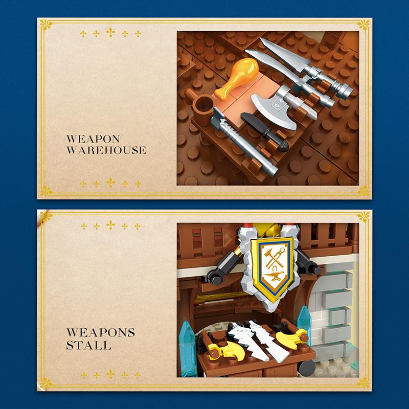 2366PCS Medieval Blacksmith Shop Building Blocks European City Street View Store MOC Building Model Bricks Toys Gifts For Kids