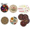 Artistic Oil Painting Style Coasters 4Pcs Nordic Wooden Coasters, Vintage Floral Heat Resistant Drink Mats, Non Proof Dining Table Protectors