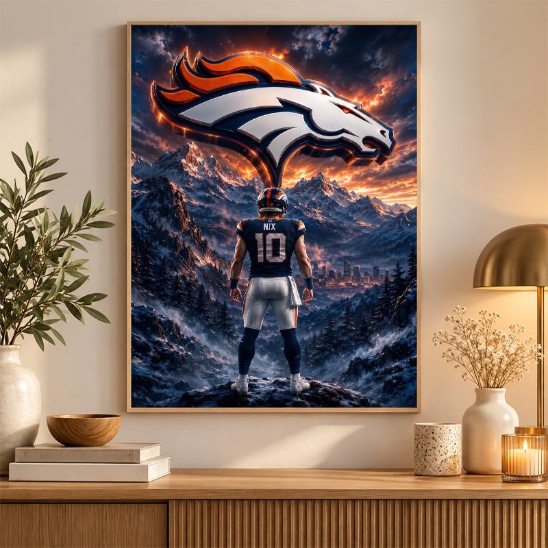 Denver Broncos Diamond Painting Kit 5D Full Drill DIY Diamond Mosaic Wall Art Home Decor