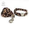 Unique Style Paws Leopard Print Dog Collar and Lead Set with Bow Tie Cotton Dog &Cat Necklace and Dog Leash