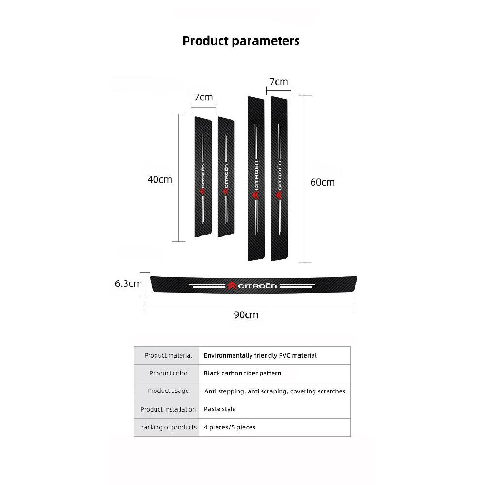 Carbon Fiber Car Door Plate Threshold Protector Sticker For Citroen C4 C3 C5 C1 Jumpy Saxo Berlingo Grand Picasso Cactus C2 Interior Mirrors 6