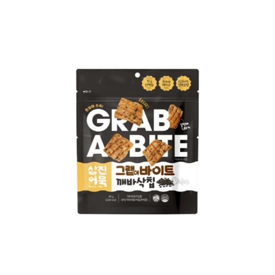 [Samjin Fish Cake] GrabAbite Sesame Crispy Chip Afos Snack 45g, Korean Snacks