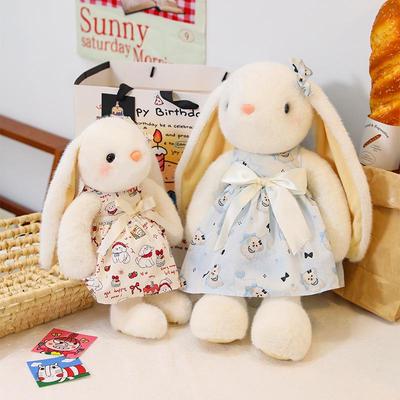 Large Lop-Eared Bunny Plush - Cute Floral Skirt Doll, Soothing Girl's Companion and Pet Healing Toy