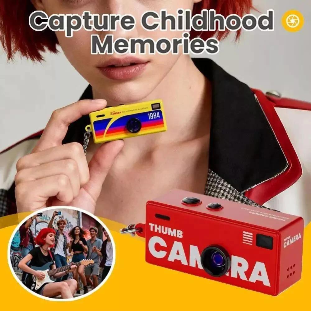 Mini Digital Camera 1080P HD Thumb Camera Keychain Support 128GB Memory Card Portable Video Recorder Retro Style for Kids Gift