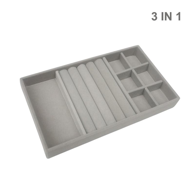 Flockovaný šperkovnicový displejový podnosový stojan Více stylů pro náhrdelník, náramek, náušnice, prsten Organizér Box