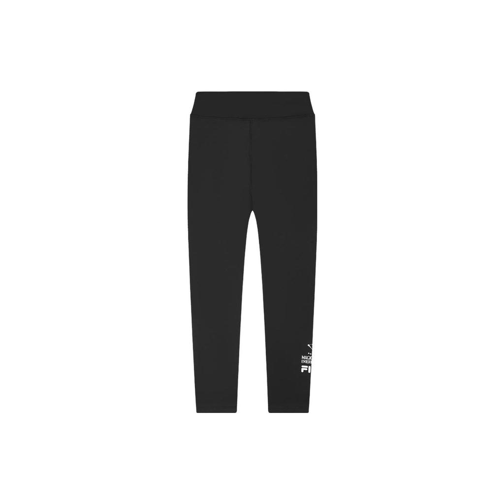 FILA Solid Color Logo Slim Fit Casual Knitted Leggings Women leggings Black F11W339603F-BK