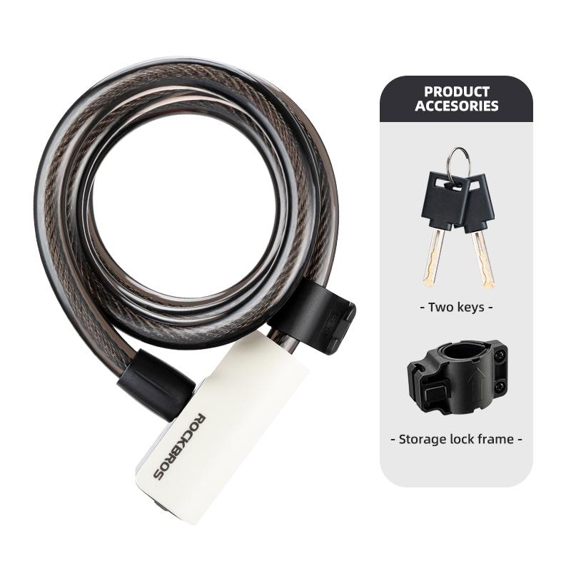 ROCKBROS Bicycle Lock Portable Anti-theft Bike Cable Lock with Keys Zinc Alloy Motorcycle Scooter MTB Road Round Cycling Lock