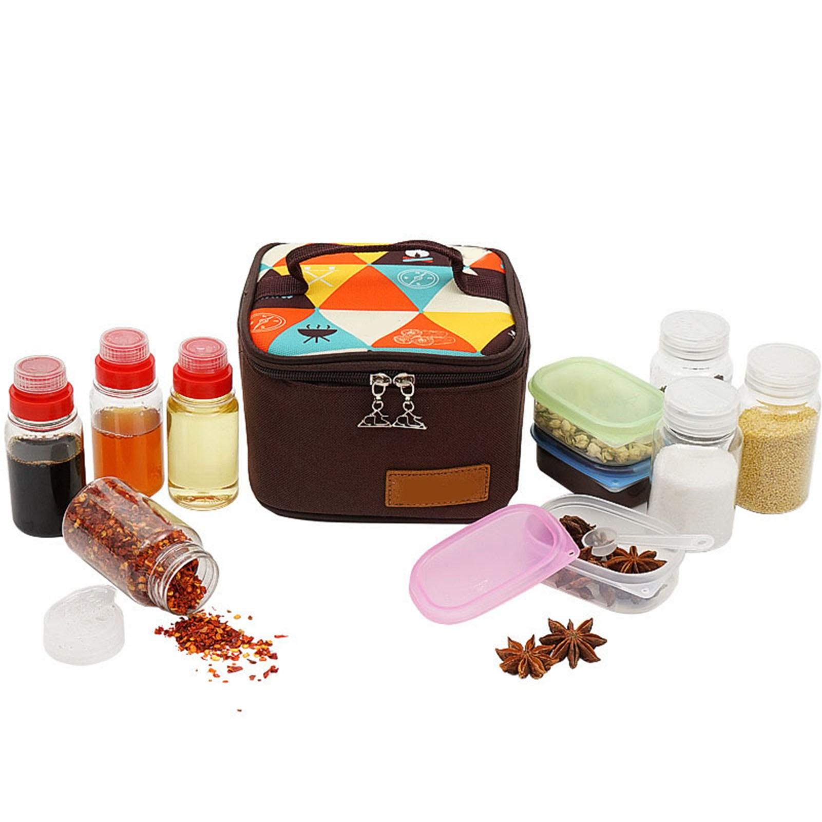 10Pcs Seasoning Bottle Set Outdoor Portable BBQ Sualt Pepper Powder Picnic Spice Box 1 Set