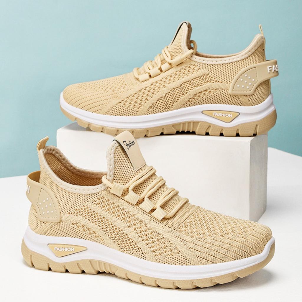 Women's New Flying Weave Sports Shoes, Comfortable and Breathable Running Shoes, Large Size Lightweight Single Shoes