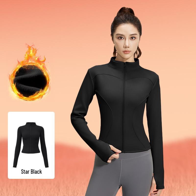 Women's Juyitang Stand-up Collar Yoga Jacket for Running & Cycling - Slimming, Elastic Fitness Top