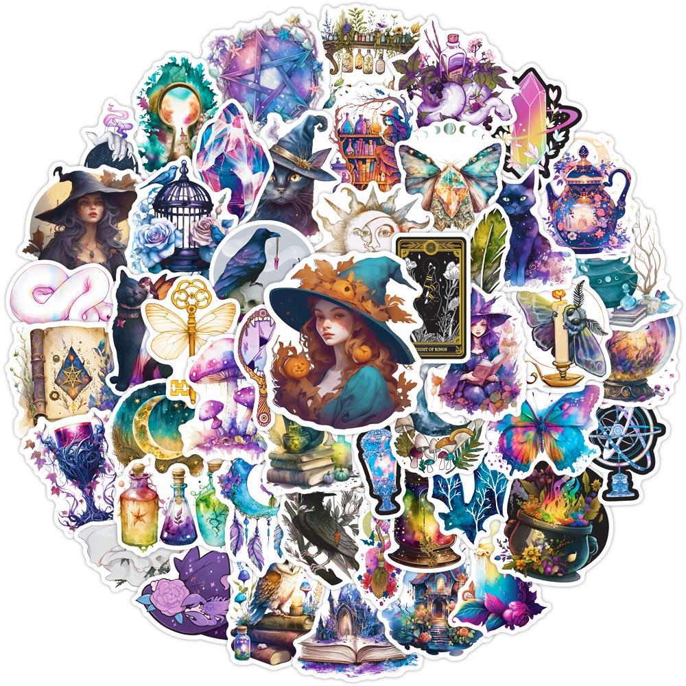 50PCS Cartoon Gothic Witch Waterproof Decorative Graffiti Stickers For Helmet Bicycle  Pencil Case Decals AnimeWorlds Store