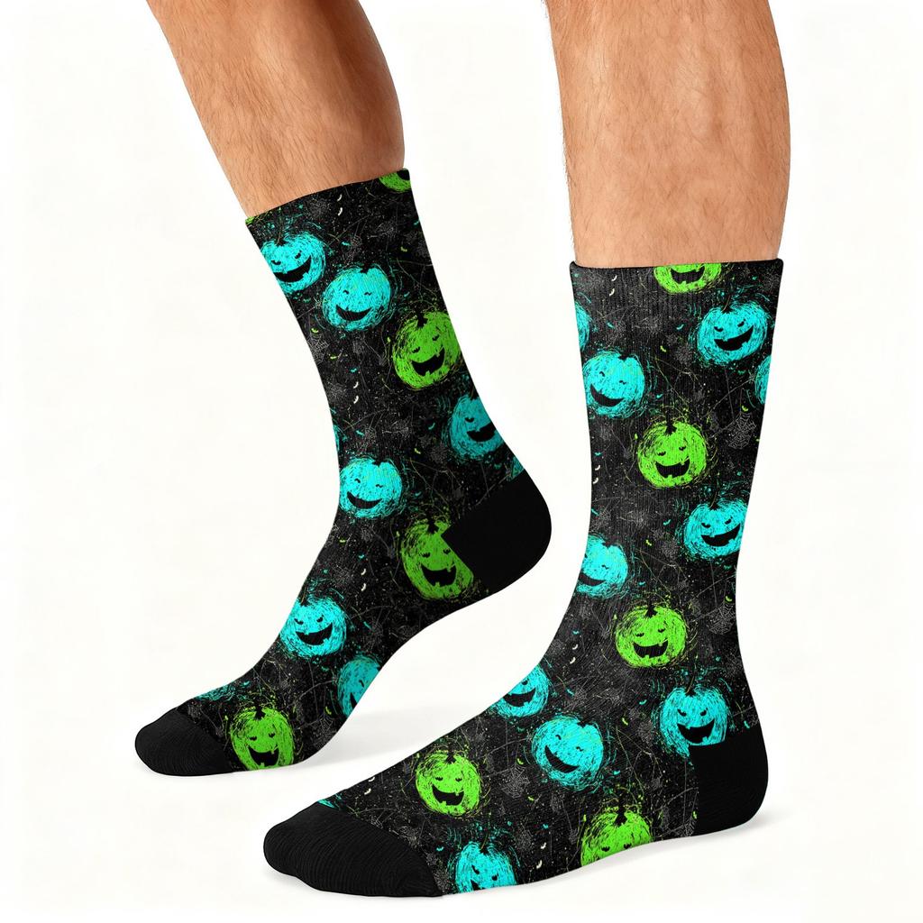 Unisex Breathable Mid-Calf Socks with Halloween Print Comfortable Fit Stretchy Fabric for Everyday Wear and Seasonal Use