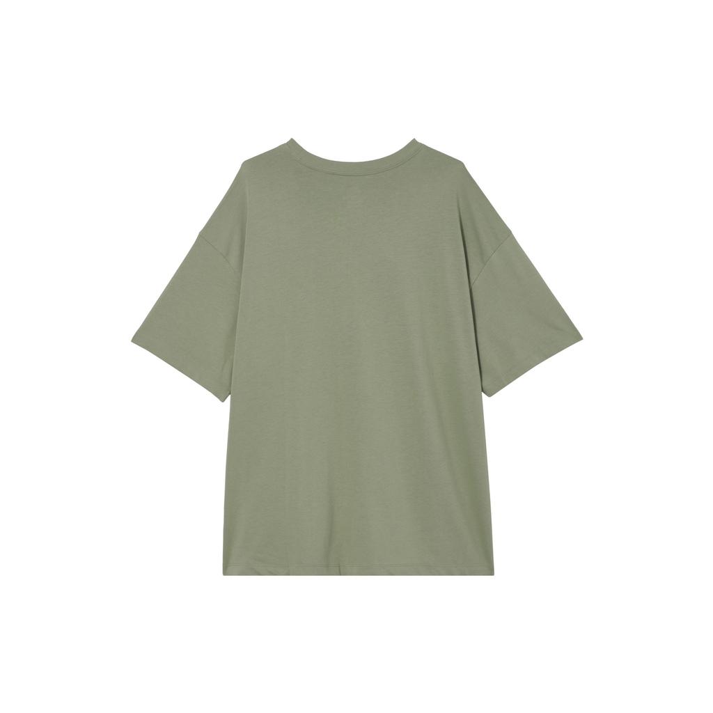 Nike Sportswear Essentials Oversized Solid Color Round Neck Casual Printed Short Sleeve Drop Shoulder T-Shirt Women Tops Oil-Green DX7911-386