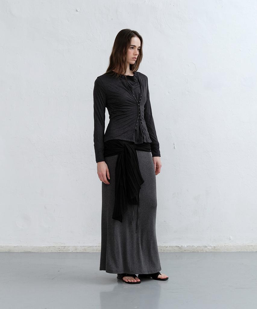 Loutaideu Crease Snap Top [Charcoal]