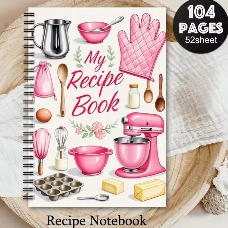 Coil Binding Recipe Planner Notebook for Writing and Meal Organization Cooking Book for Portability in Homes Kitchen Use