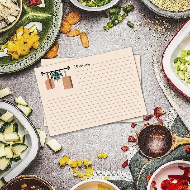 50 Blatt/Packung, Küchenrezeptkarten, Geeignet für Rezeptbücher, Rezeptboxen, Rezeptordner, Rezeptmappen, Küchenhelfer