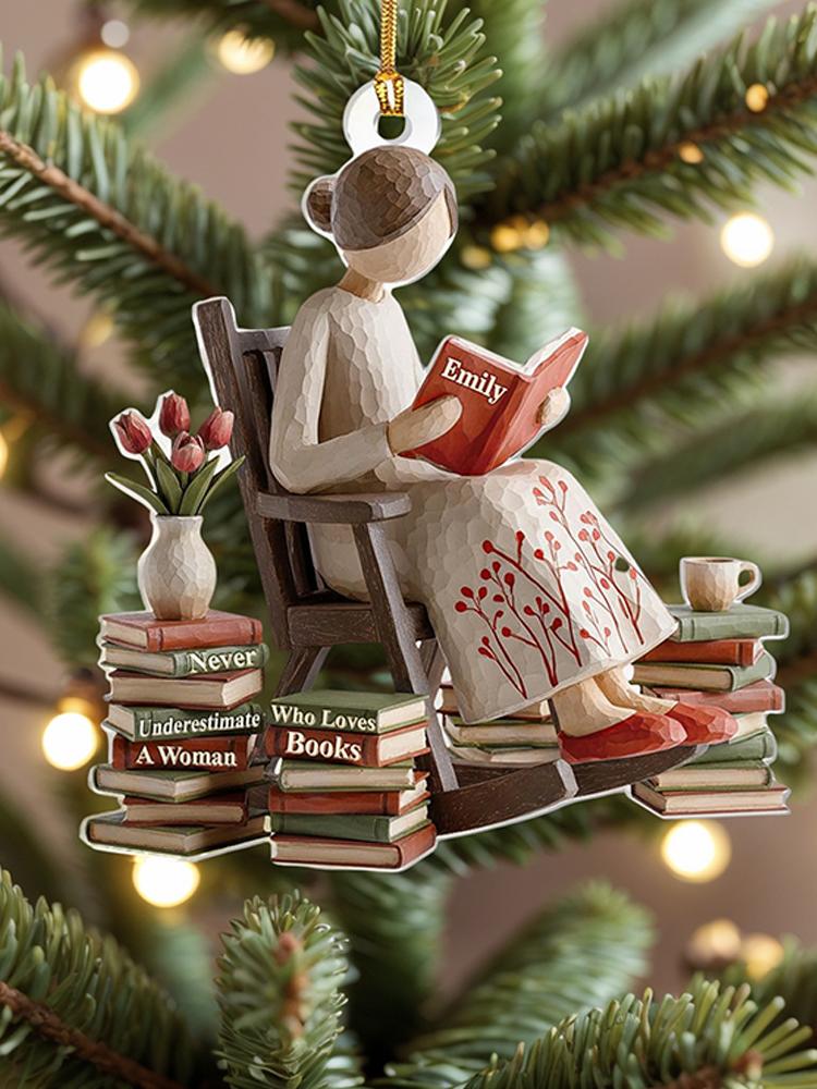 Just A Girl Who Loves Books Ornament Acrylic Stand Table Decoration Acrylic Plaque Christmas Ornaments for Bookworms