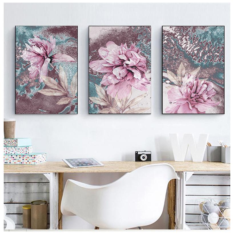 Absztrakt festmény virág poszter skandináv dekoráció plakátok és nyomatok Kezdőlap Fali művészet Virágok dekoratív képek keret nélkül