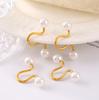 Chic High-End Geometric Imitation Pearl Earrings, 18K Gold-Plated Titanium Steel, Niche Design, Non-Fading.