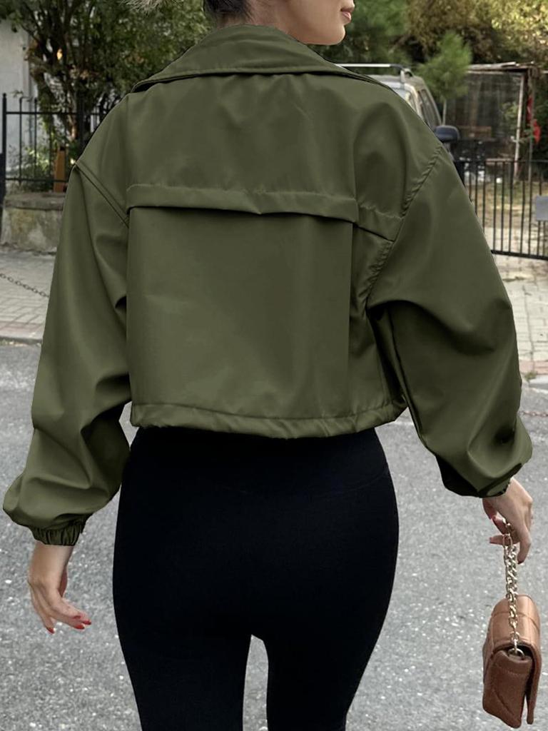 2025 Women's Autumn Solid Color Short Zipper Trench Coat