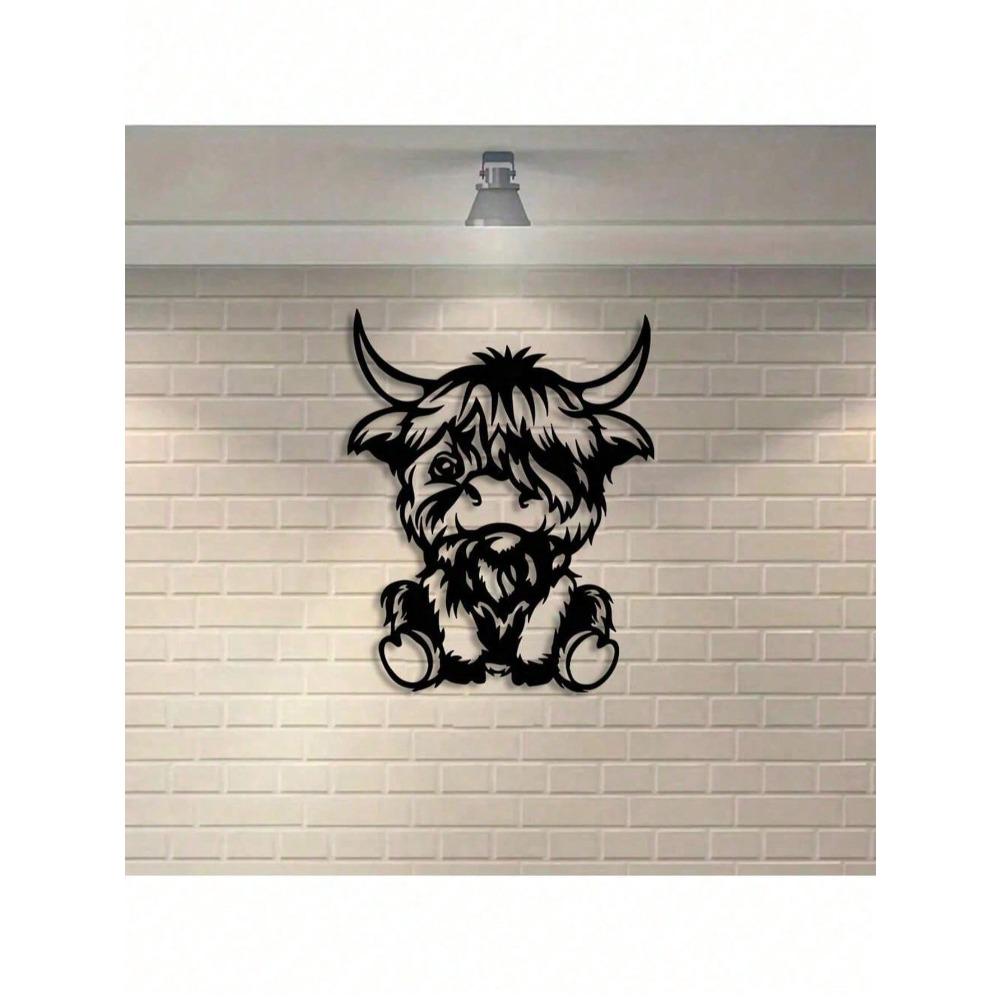 Metal Wall Art Highland Cow Sculpture Rustic Home Decor Gift for Farmhouse Office Living Room Birthday