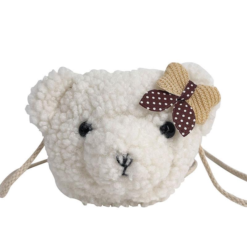 

Fashionable Mini Plush Teddy Bear Purse For Girls With Cartoon Animal Pattern White Brown