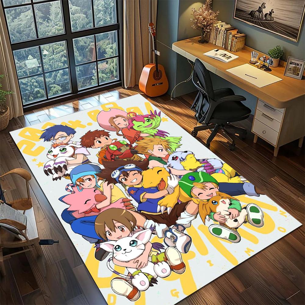 Digimon Adventure Washable Rug Carpet Large Area Rugs Non Slip Printed Floor Mat for Gamer Room Home -xia68