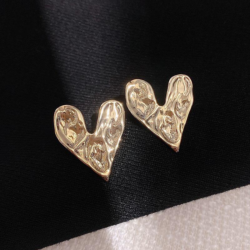 Elegant And Simple Gold Heart Shape Earrings For Women Trendy Jewelry Fashion