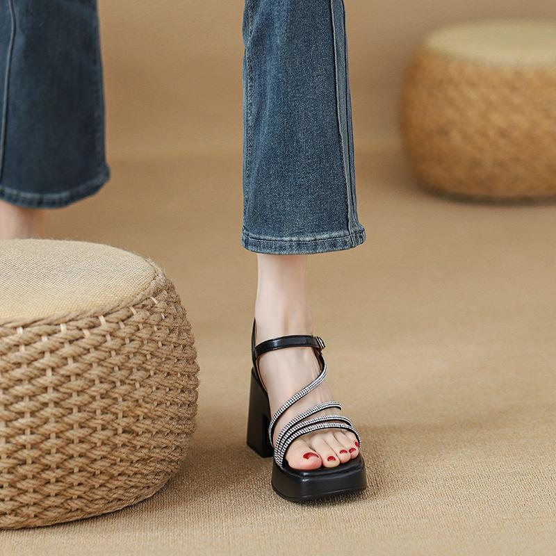 Fashion Casual Muffin Bottom with Skirt Thick Heel High Heels One Word with Beach Shoes Women's Light Sandals