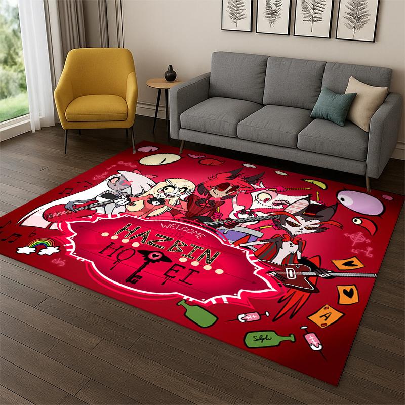 Cartoon H-Hazbin Hotel Charlie Teppich für Schlafzimmer Wohnzimmer Sofa Spielzimmer Fußmatte Heimdekoration, Kinder-Spielbereich Teppich rutschfest