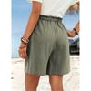 Women's Spring Summer Linen Solid Color Shorts Casual Sports Women's Shorts Three-quarter Pants with Drawstring Shorts
