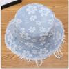 Stylish Distressed Trim Flower Print Fisherman Hat Breathable Bucket Hat for Spring Autumn Daily Outfit Fashion Headwear