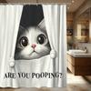 Fun Animal Themed Polyester Shower Curtain - Cute Bathtub & Peeking Pet Design For Bathroom Decoration