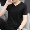 Summer Men T-shirt V Neck Ice Silk Solid Color Casual Style Short Sleeve Slim Fit Pullover Daily Wear Youthful Teenager Sport Top