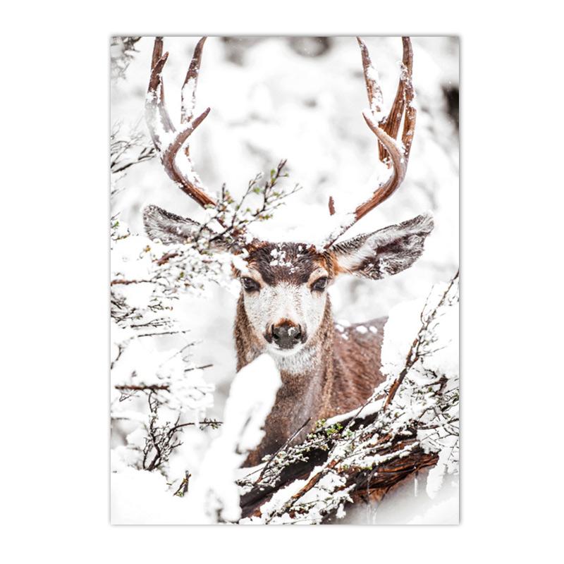 Zima Snow Tree Pine Nástěnný Umělecký plakát Obrazy sobů Obraz na plátně Dům Auto Plakáty Nordic Wall Pictures Dekor do obývacího pokoje